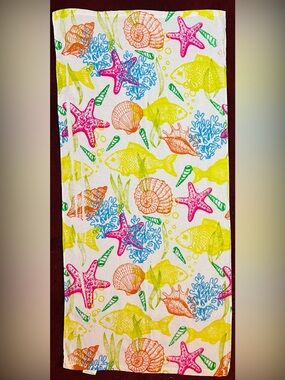 Colorful Seashells Fish Coral Small Terry Cloth Beach Towel